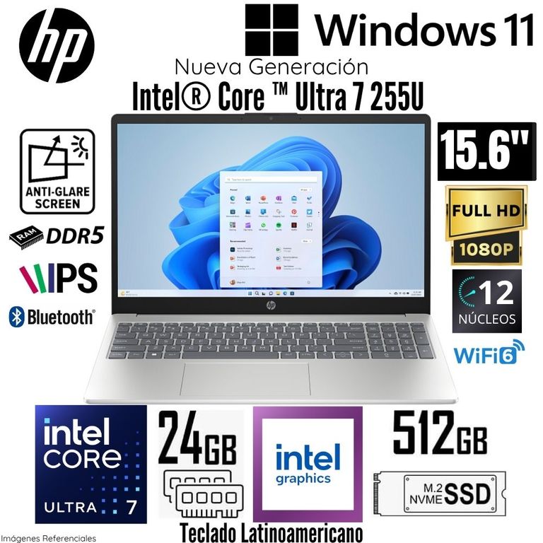 Laptop 15-FD2373LA Intel Core Ultra 7 255U 24GB RAM 512GB SSD 15.6" FHD - Plateado