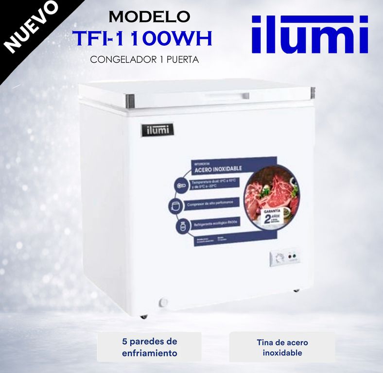 TFI-1100WH - Congelador Con Tina De Acero Inoxidable 110Lt Blanco