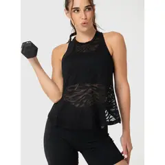 BSOUL - Polo Sin Manga Mujer Burn Out Tank Negro