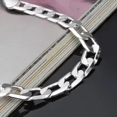 GENERICO - Pulsera de Plata Estilo Cadena 10 mm