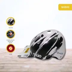 OLLIE - Casco Protector con Diseño y Luces para Niños «VELOX» WhiteBlack