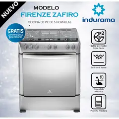 INDURAMA - FIRENZE ZAFIRO CROMA - Cocina De Pie 1 Horno 5 Hornillas nox 32" Grill
