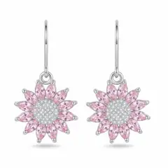KARMY - Aretes Girasol Circonita Rosa Regalo Novia Plata 950