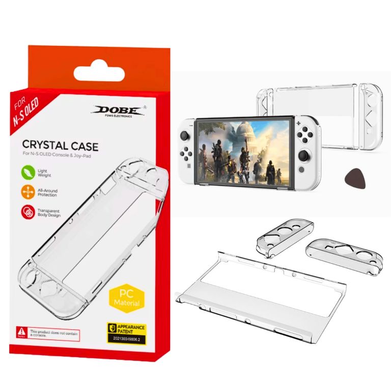Case Transparente TNS-1173 Para Nintendo Switch Oled Funda Rígida Protectora Completa