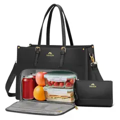 MATEIN - Bolso De Mujer Maletin Tote Con Bolsillo Termico y Portalaptop USB Para Trabajo Estudio Viaje