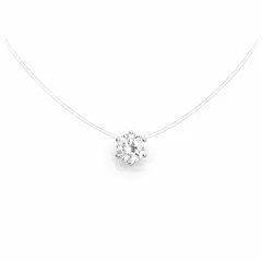 GENERICO - Collar Punto de Luz Invisible Acero Inoxidable Zirconia Mujer Elegante