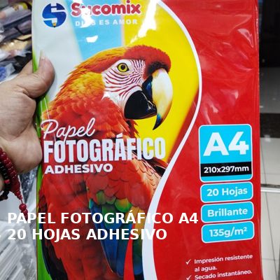 Papel Fotográfico Brillante Adhesivo A4 135gr x 20 hojas