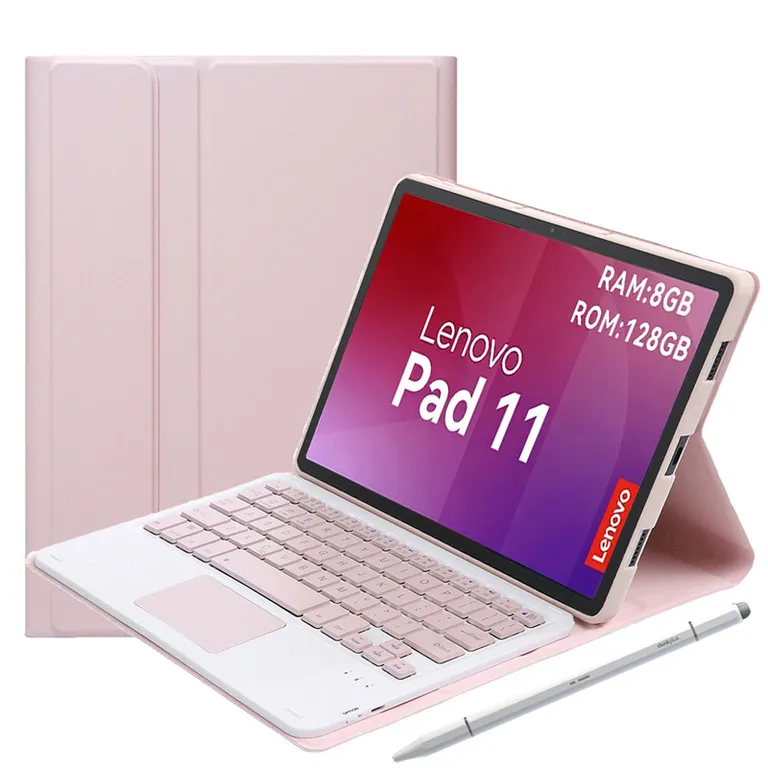 Tablet pad 11 2025 8+128GB WIFI 2.5K-Gris+Teclado Rosado+Lápiz táctil