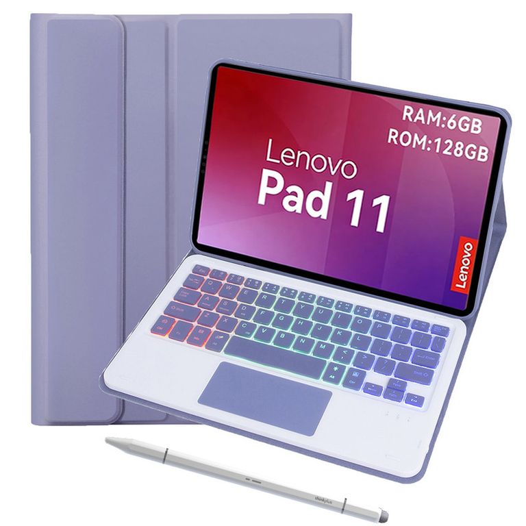Tablet pad 11 2025 6+128GB WIFI-Gris+Morado luminsos teclado+Lápiz táctil