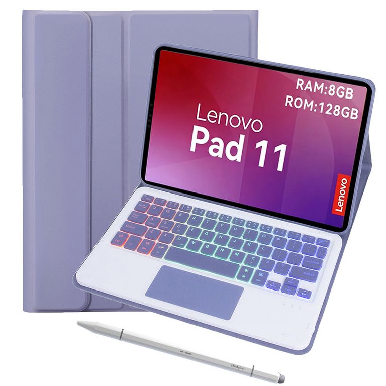 Tablet pad 11 2025 8+128GB WIFI-Azul+Morado luminsos teclado+Lápiz táctil