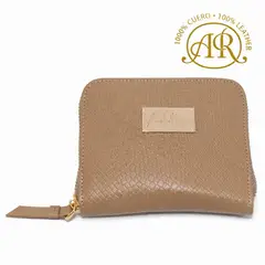 ADELLE RIGAU - BILLETERA CARTUCHERA EN ESTAMPADO VIBORA COLOR BEIGE TAUPE