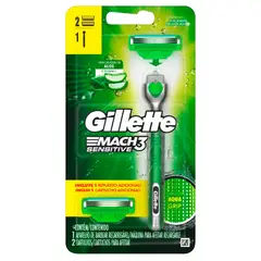 GILLETTE - Maquina de Afeitar Mach3 Sensitive AquaGrip + 2Rep.