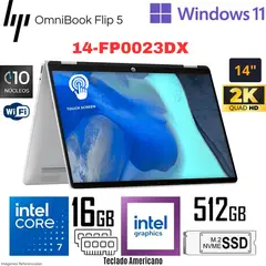 HP - Laptop OmniBook 5 Flip 14-FP0023DX Intel Core 7 150U 16GB RAM 512GB SSD 14" 2K Touch - Silver