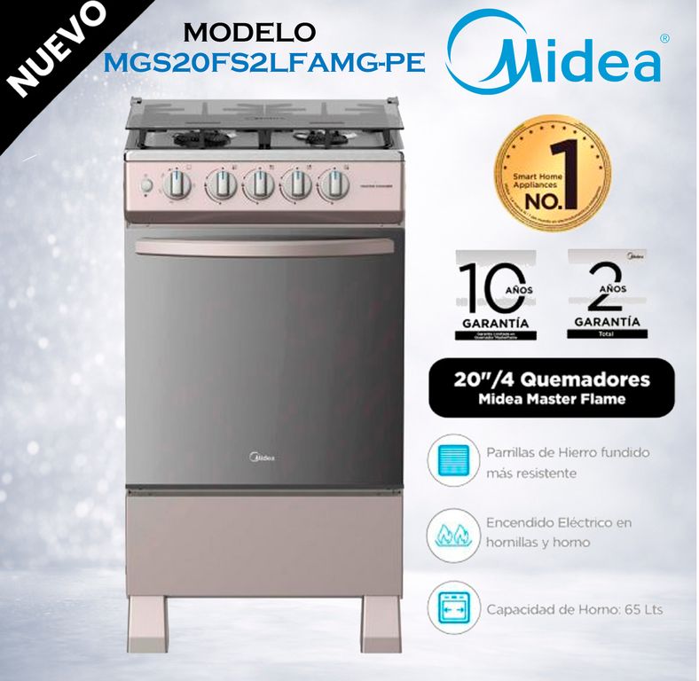 MGS20FS2LFAMG-PE - Cocina De Pie 1 Horno 4 Hornillas, Mastercook Plus 20'' Gris