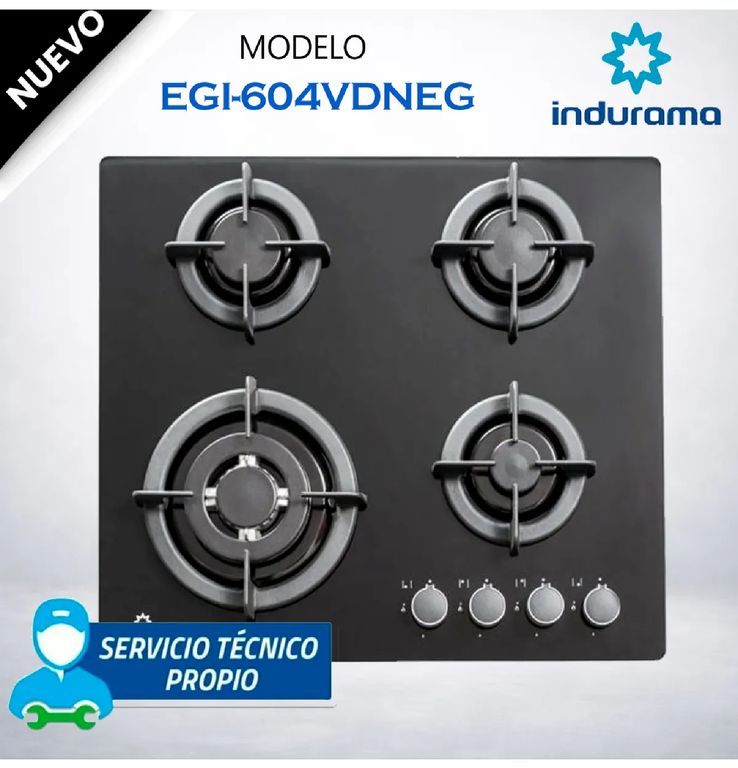 Cocina a Gas Empotrable EGI-604VDNEG 4 Hornillas - Negro