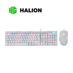 HALION - KIT GAMING DAMON HA-863C WHITE, TECLADO + MOUSE, SWITCH RED, RGB
