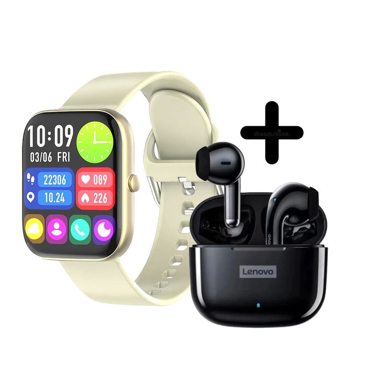 Combo Smartwatch Vidvie SW1618 Dorado + Audífonos LP40 Pro Negro