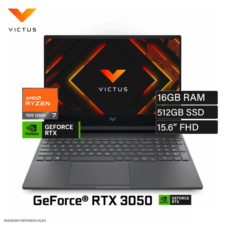 LAPTOP VICTUS 15-FB3020LA RYZEN 7 7445HS RAM 16GB DDR5 SSD 512GB RTX 3050 6GB 15.6" FHD WIN 11