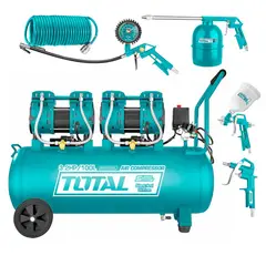 TOTAL - Compresora de Aire Silenciosa 100 Litros + Kit compresora 5pcs