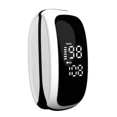 PULSE - Oximetro Recargable Blanco y Negro Modelo 019A Pantalla Led
