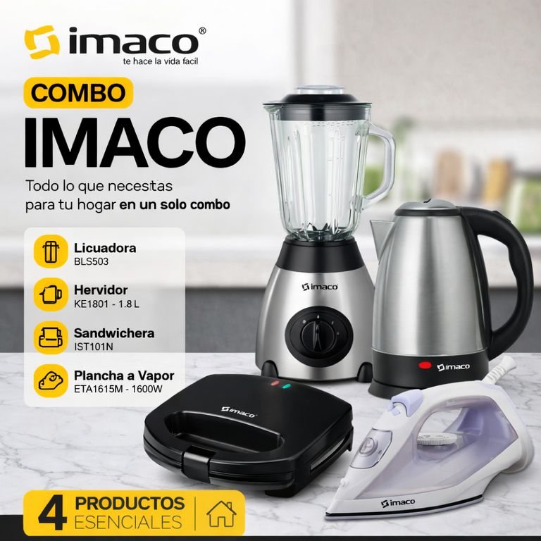 COMBO LICUADORA + HERVIDOR + SANDWICHERA + PLANCHA