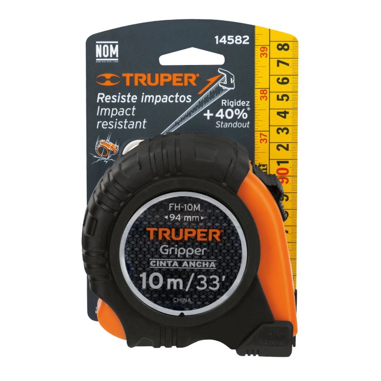 Flexómetro Gripper contra impactos 10 m cinta 32 mm, - 14582