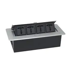 OPALUX - Tomacorriente Plateado Para Mueble 4 Tomas Universales OP-UTS4SL