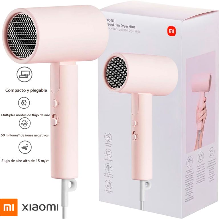 H101 Compact Hair Dryer Secador de Cabello Portátil y Potente Rosa