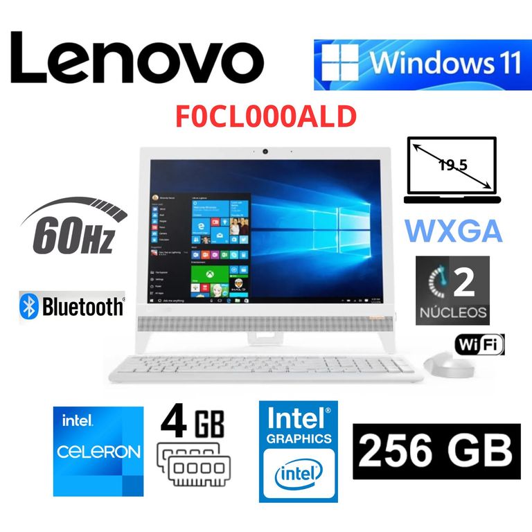 All in One F0CL000ALD Blanco 19.5" Intel Celeron J3355 4GB RAM 256GB SSD Windows 11 Home