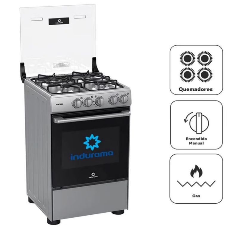 COCINA A GAS FONTANA 20 4 HORNILLAS GRIS