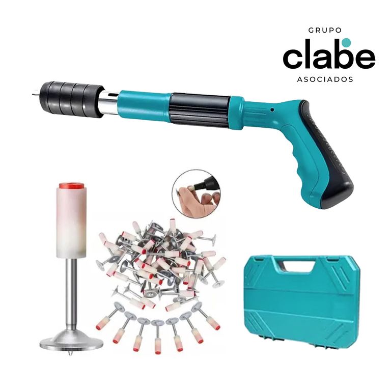 PISTOLA FIJACION PARA CLAVOS FULMINANTES + 50 CLAVOS FULMINANTES+ MALETIN Y ACC