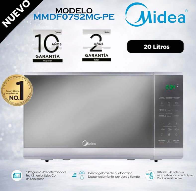 MMDF07S2MG-PE - Horno Microondas 20L Color Gris Puerta Espejo