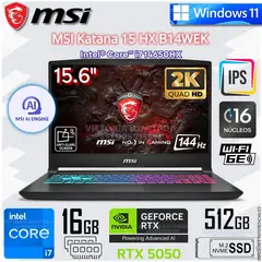 MSI - Laptop Gamer KATANA 15 15.6" Intel® Core™ i7 14650HX 16GB RAM 512GB SSD GEFORCE RTX5050 B14WEK-001US Negro