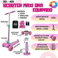 OKA - SCOOTER MAXI EQUIPADO CON CASCO, CODERA Y RODILLERA