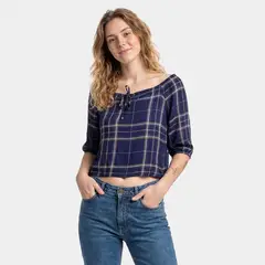 Gzuck - Blusa Moda Kizm Cuadros Mujer
