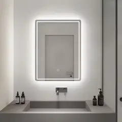 GENERICO - Espejo LED Rectangular 50x70 Antiempañante J-06 Moderno Baño