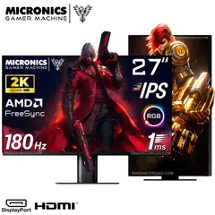 MICRONICS - Monitor Matrix 27 IPS, QHD 2560 x 1440, 180HZ, 1MS, AMD FreeSync, RGB, Pivot