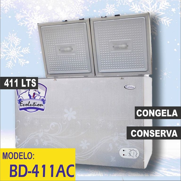 Congeladora doble puerta de 410L Tina de aluminio GRIS