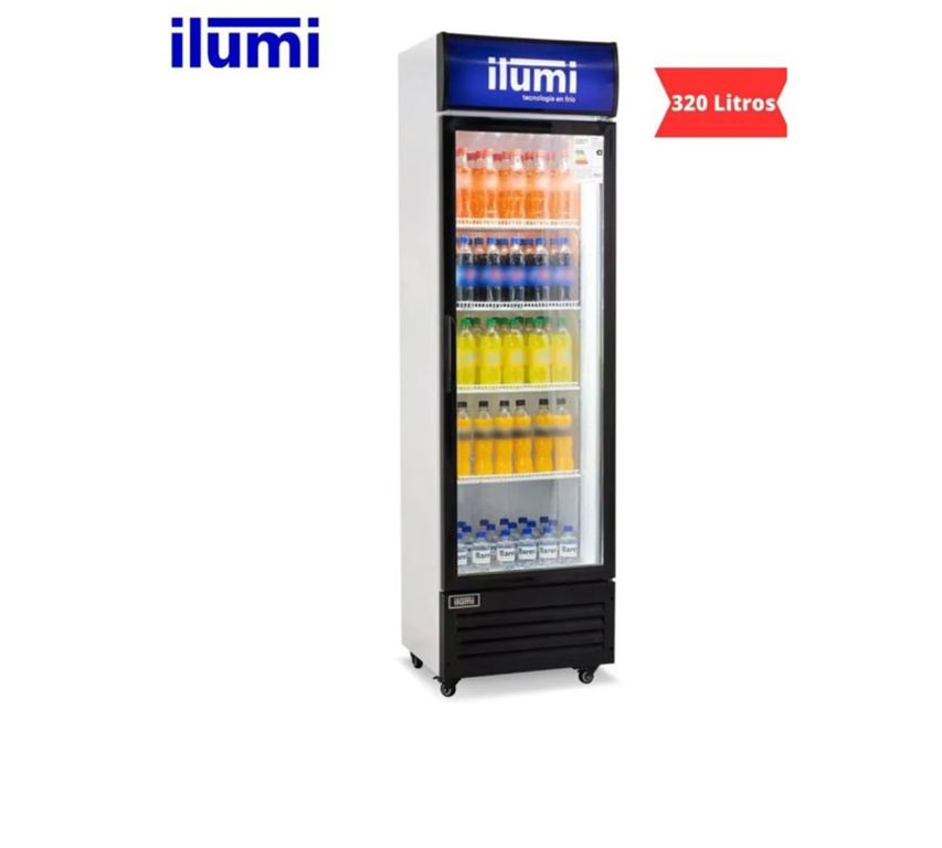 Exhibidor Vertical 320 Lts 1 Puertas Vidrio Blanco - BC-3200
