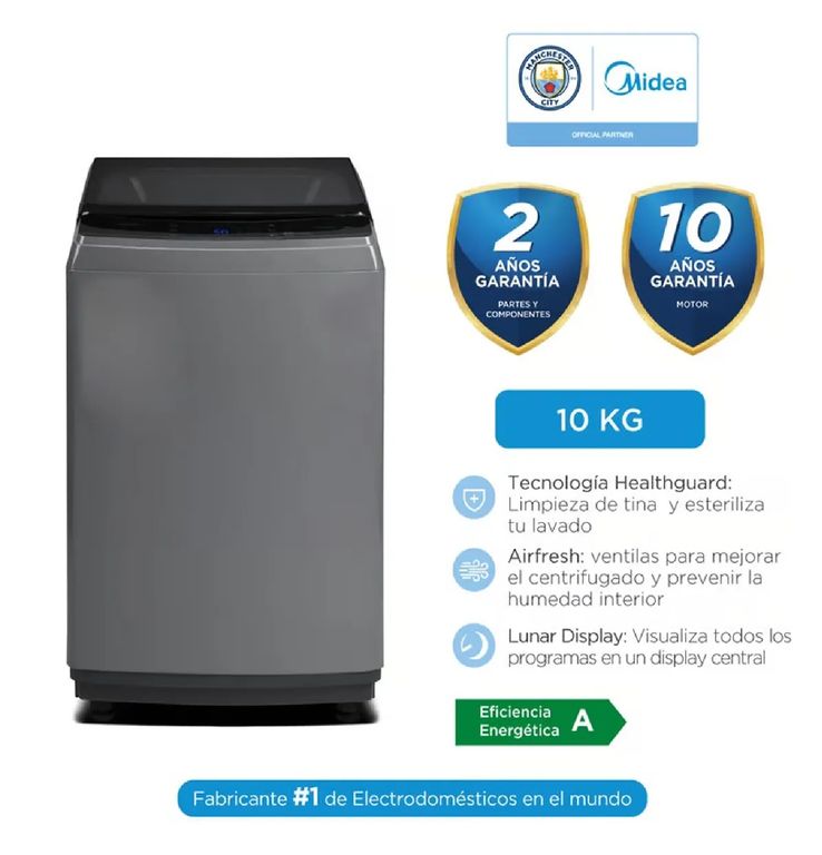 Lavadora Automática 10 Kg Titanium MA200W100G-PE Silver