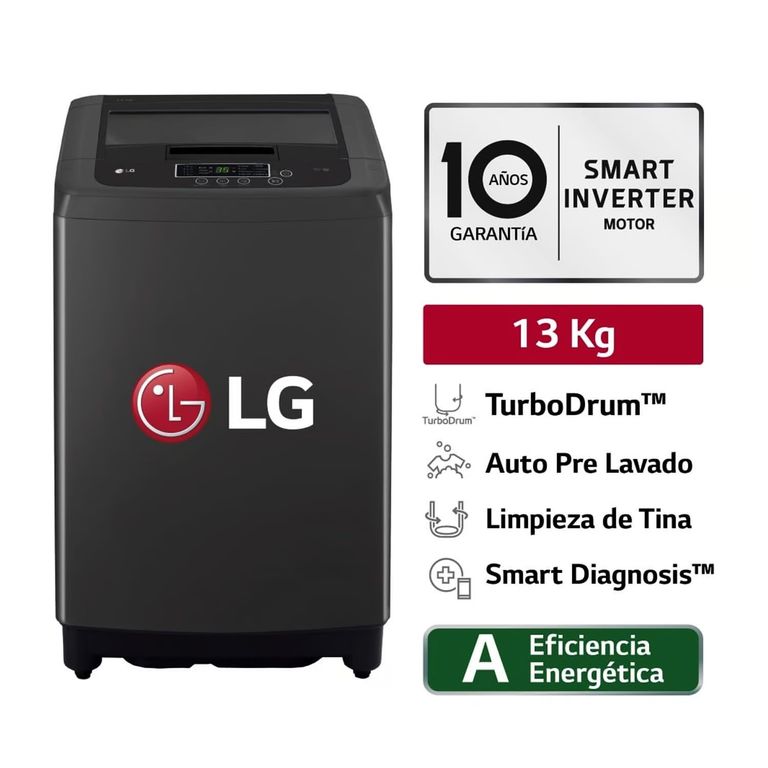 Lavadora 13 kg Smart Motion Carga Superior WT13BPBK - Negro 