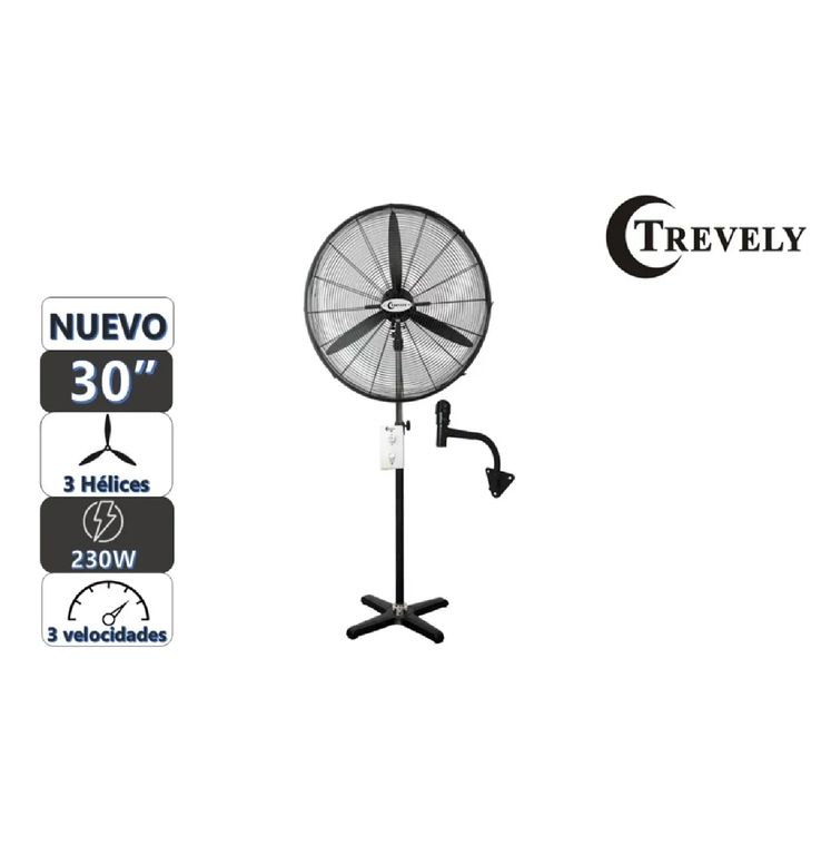 Ventilador Industrial VT-30A 2 en 1 Piso & Pared 30 - Negro