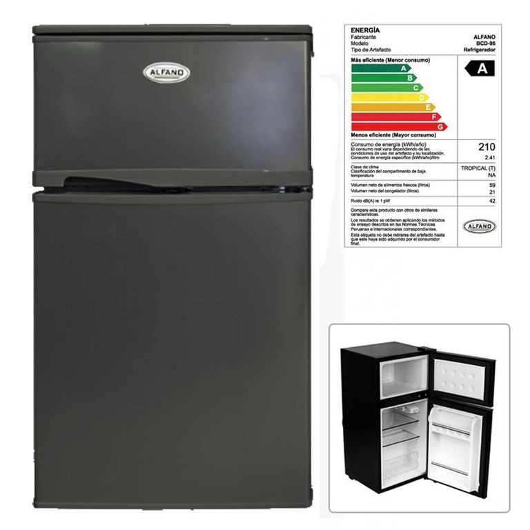 Frigobar 2 Puertas 85Lt BCD-96 Negro