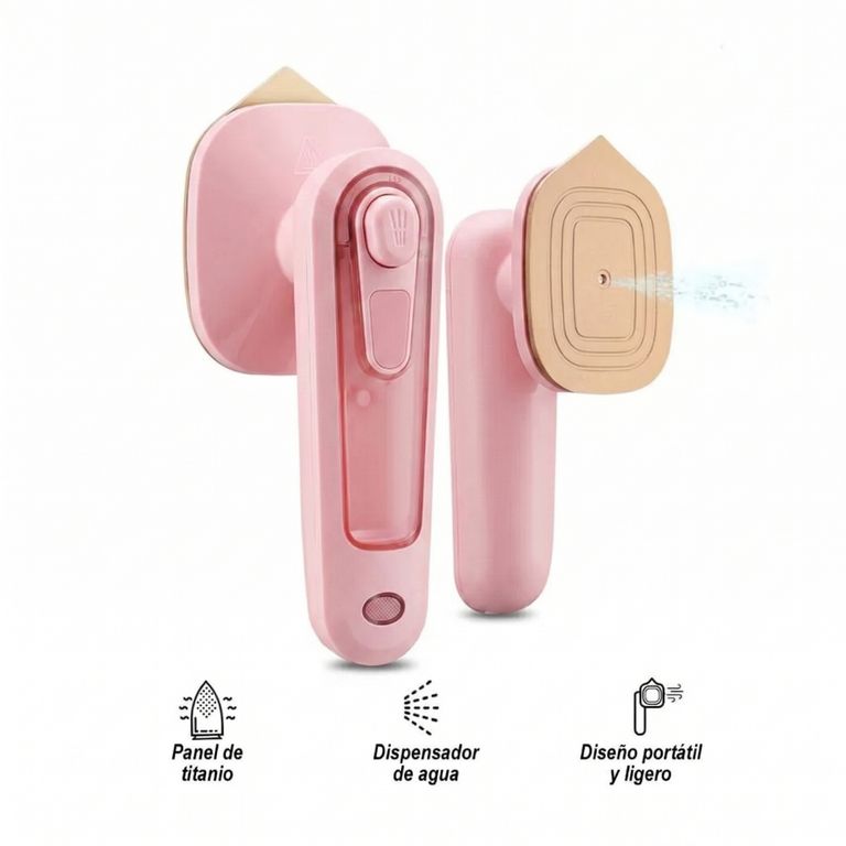 Mini Plancha Portátil Vapor Rosa