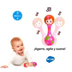 Baby - Sonajero para Bebé 3+ Meses ROSADO Juguete Sensorial con Sonido y Agarre Fácil