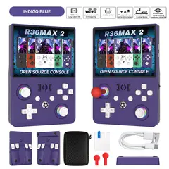 CORRERREY - La consola de juegos portátil R36MAX 2 admite WiFi consola de juegos 3D emulador 30+ IPS de 4,5-inch