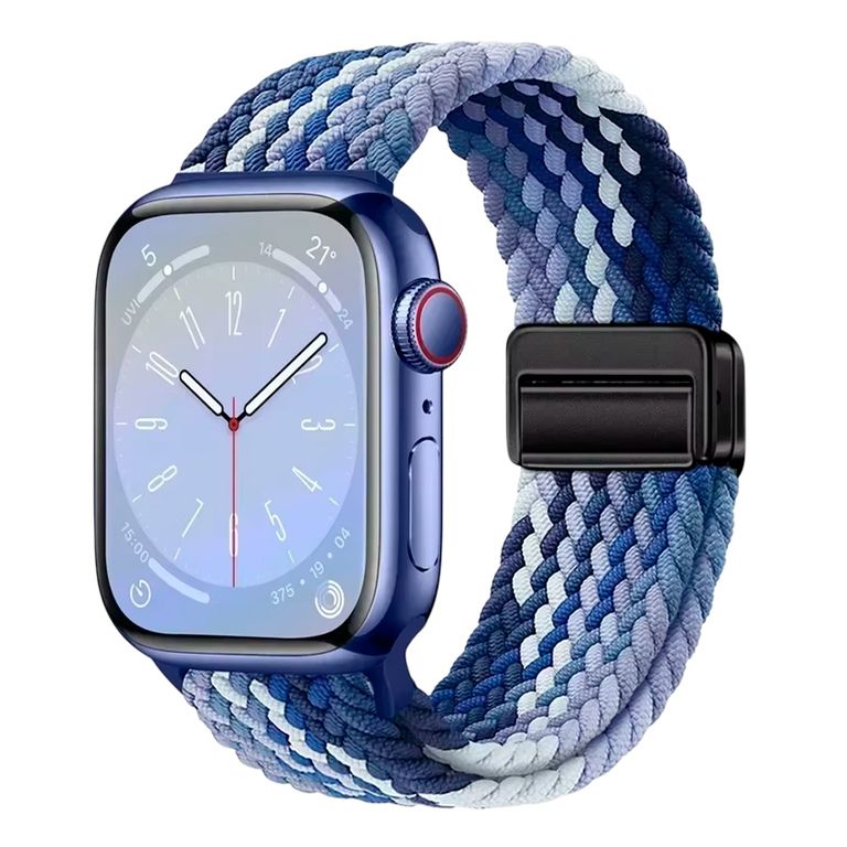 Correa de Nylon Trenzado 49mm para Apple Watch Ultra 2, 3 Magnético BlueBerry