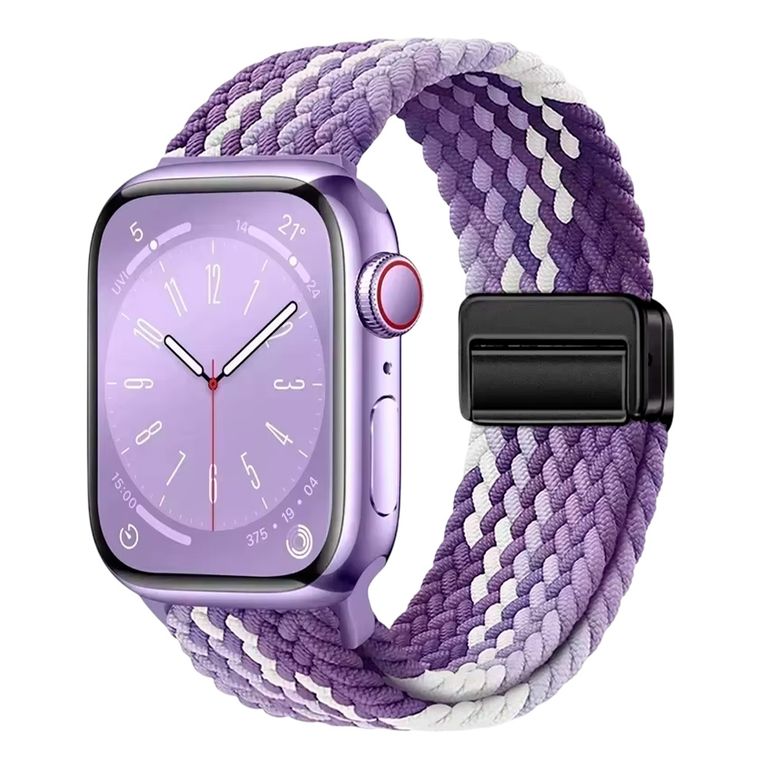 Correa de Nylon Trenzado 49mm para Apple Watch Ultra 2, 3 Magnético Morado