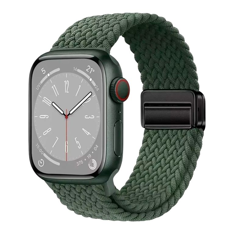 Correa de Nylon Trenzado 49mm para Apple Watch Ultra 2, 3 Magnético Verde Oliva