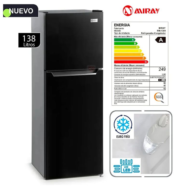 Refrigeradora RM-138H Eurofrío 138L - Negro